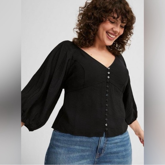 Torrid Black V-Neck Button Down Top - Size 3X - Fits 2-3X- Like New! - Picture 3 of 8